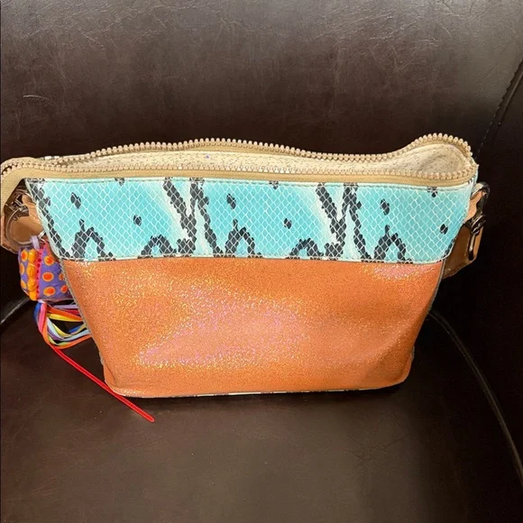 Consuela Vibrant Orange and Aqua Clutch - Picture 2 of 3